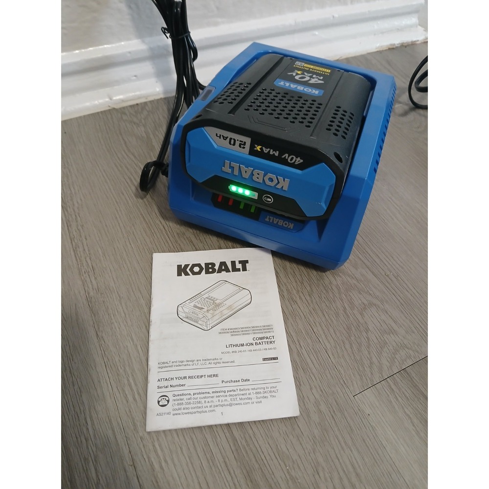 Kobalt 40V Max 2.0 Ah Battery +  Charger Combo Fast Rapid Charging/Manual